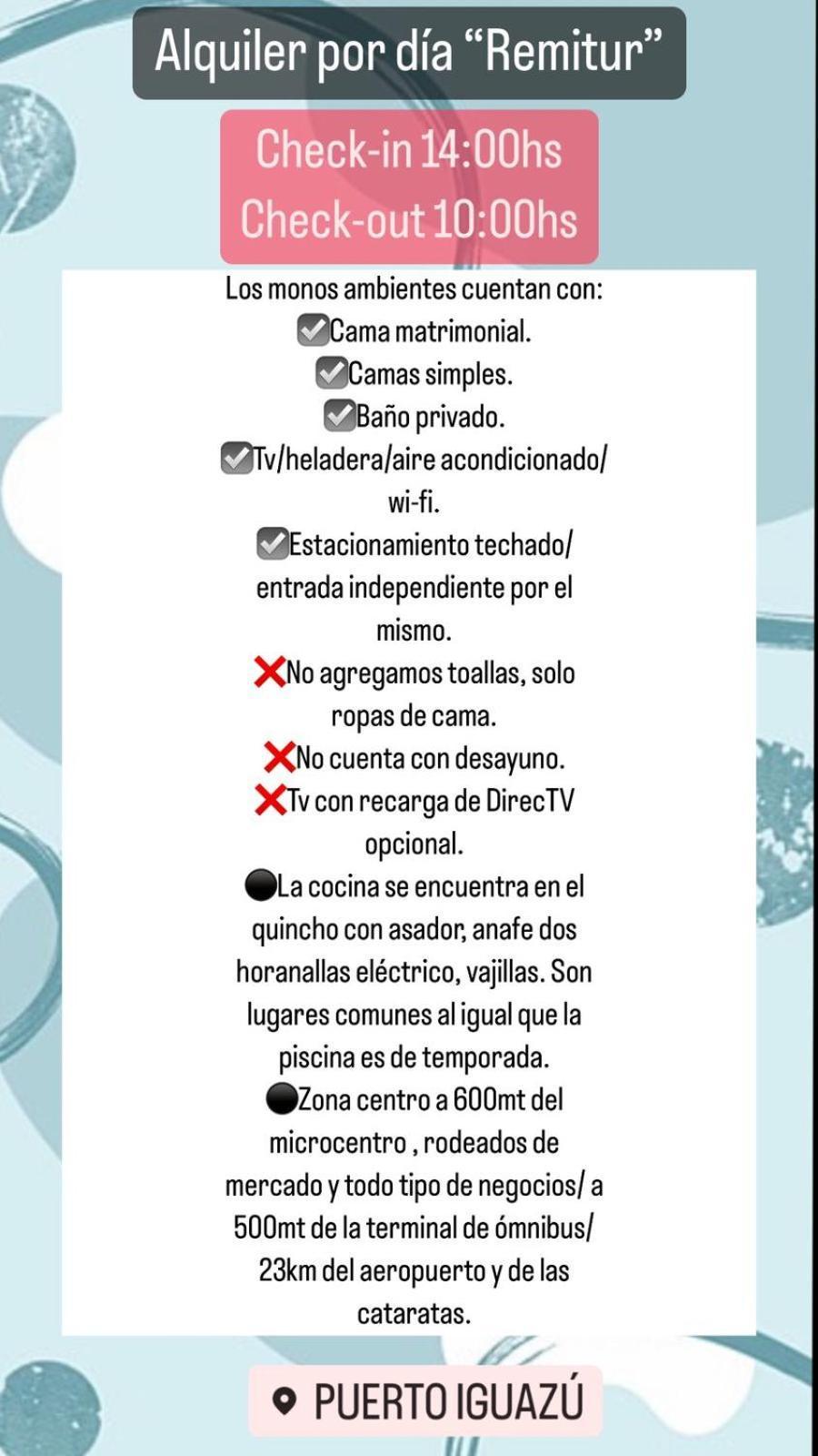 Complejo Remitur Lejlighed Puerto Iguazú Eksteriør billede